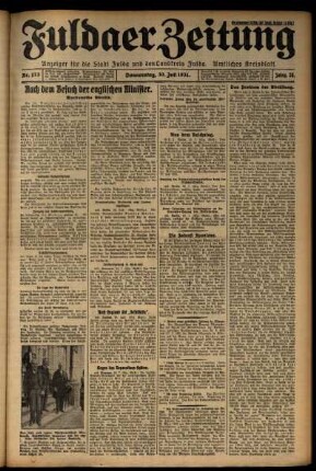 Erste Ausgabe vom Donnerstag, den 30. Juli 1931.