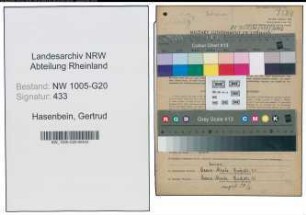 Entnazifizierung Gertrud Hasenbein , geb. 31.01.1914 (Kauffrau)