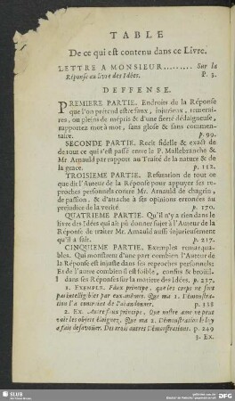 Table De ce qui est contenu dans ce Livre