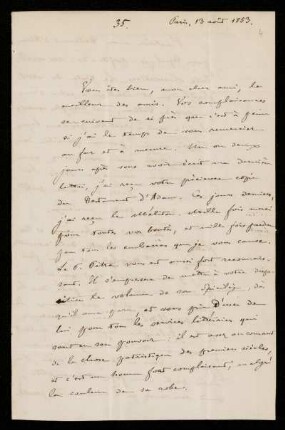 Nr. 4: Brief von Ernest Renan an Paul de Lagarde, Paris, 13.8.1853