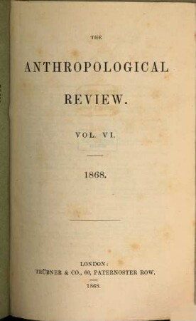 Anthropological review. 6 = No. 20/23. 1868
