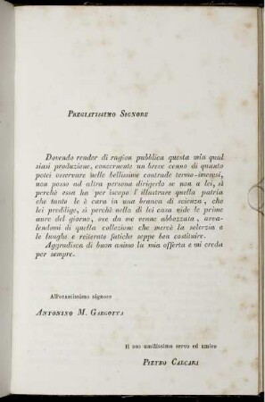 Pregiatissimo Signore