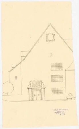 Öffentliches Gebäude (Schule, Museum) (?): Teilansicht mit Eingang