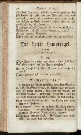 Die dritte Hauptregel. vom Genitivo
