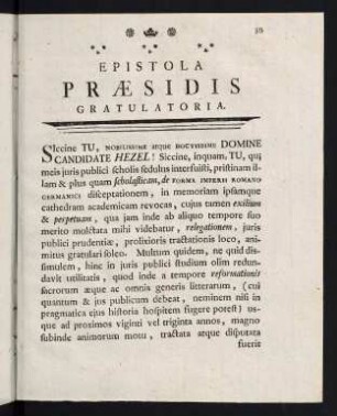 39-44, Epistola Praesidis Gratulatoria