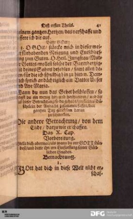 Die andere Betrachtung, von dem Ende, darzu wir erschaffen. Das X. Cap.