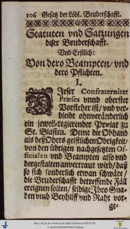 Statuten und Satzungen diser Bruderschafft.