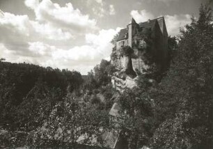 Hohnstein. Burg. Vorderes und Mittleres Schloß. Talseite