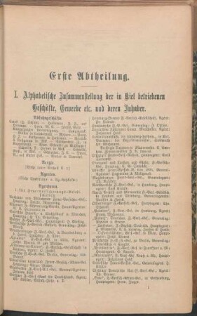 Abfuhrgeschäfte. Aerzte. Agenten. Agenturen. [Antiquare. Apotheker. Architekten. Auktionatoren. Austernhandlungen.]