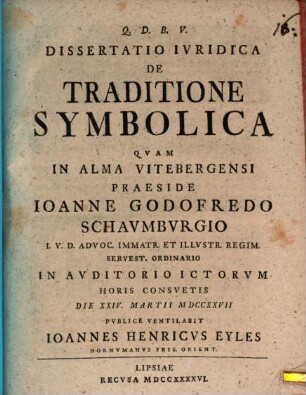 Dissertatio iuridica de traditione symbolica