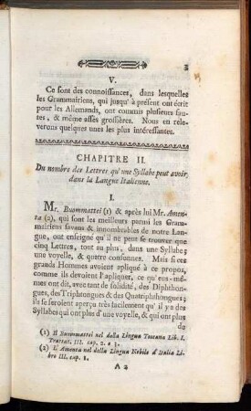 Chapitre II. Du nombre des Lettres qu´une Syllabe peut avoir, dans la Lague Italienne.