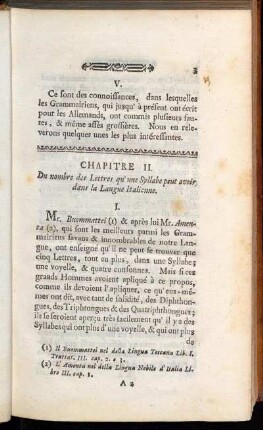 Chapitre II. Du nombre des Lettres qu´une Syllabe peut avoir, dans la Lague Italienne.