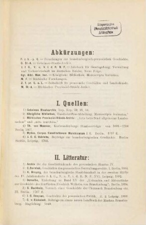 Ständische Verhandlungen in der Kurmark unter Joachim Friedrich : (1598 - 1608) ; Teil I: bis zum allgemeinen Landtage von 1602