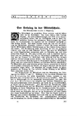 Der Dekalog in der Mittelschule
