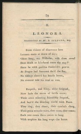II. Leonora. Translated by W. R. Spencer, Esq.