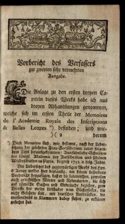 Vorbericht des Verfassers zur zweyten sehr vermehrten Ausgabe