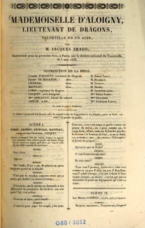 Mademoiselle d'Aloigny, lieutenant de dragons : vaudeville en un acte