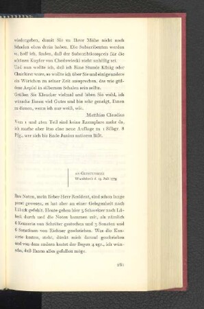 An Gerstenberg Wandsbeck, den 18. Juli 1778