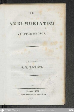 De Auri muriatici Virtute medica