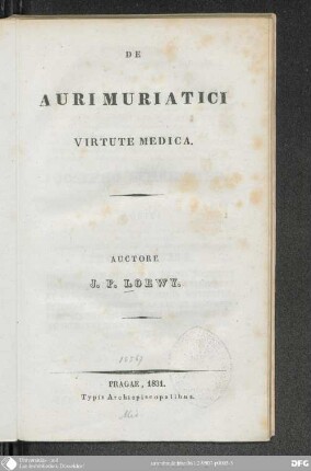 De Auri muriatici Virtute medica