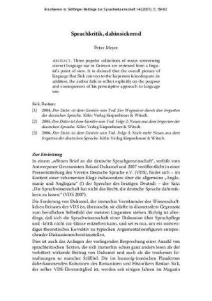 Sprachkritik, dahinsickernd