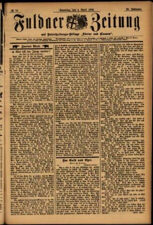 Zweite Ausgabe vom Samstag, den 04. April 1896.