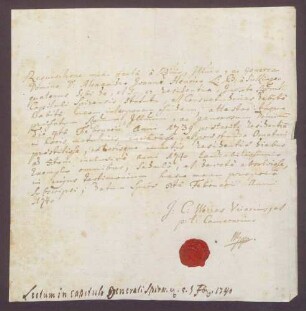 Testimonium primae residentiae des Alexander Johann Heinrich von Sickingen-Sickingen.