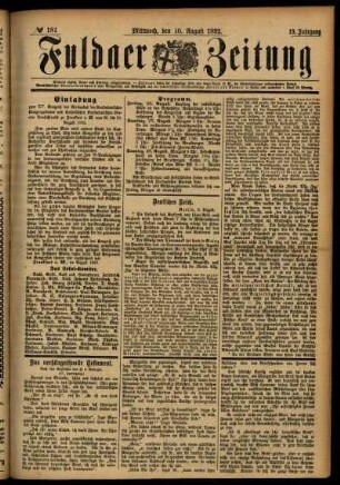 Ausgabe vom Mittwoch, den 10. August 1892.