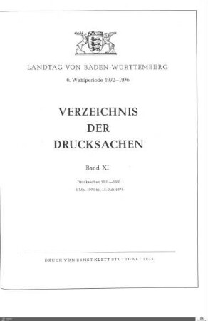 67: Landtag Baden-Württemberg, Beilagen, 1974, Bd. 11