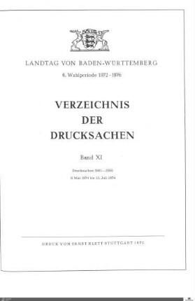 67: Landtag Baden-Württemberg, Beilagen, 1974, Bd. 11
