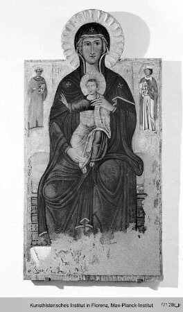 Thronende Madonna mit zwei Heiligen