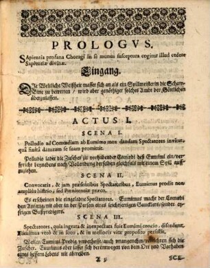 Mimi : Comoedia : Wunderwürdiges Beyspill Der Göttlichen Weißheit, An zween zu der Bueß bekehrten Gaucklern. Vorgestellt von dem Churfürstl. Gymnasio der Soc. Jesu zu München. Den 3. und 5. September. Anno M.DC.LXXXVII.