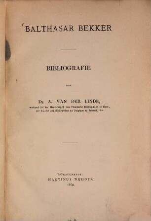 Balthasar Bekker : Bibliografie