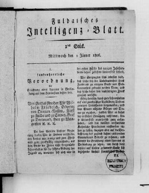 1806: Fuldaisches Intelligenz-Blatt