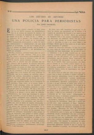Una policía para periodistas : Los hechos se imponen