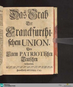 Das Grab Der Franckfurthischen Union