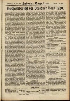 Zweite Ausgabe vom Donnerstag, den 09. Juni 1921.