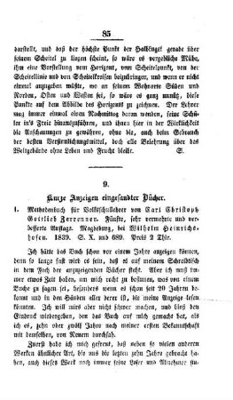 Kurze Anzeigen eingesandter Bücher