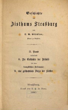 Geschichte des Bisthums Straßburg, 2