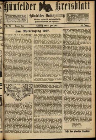 Zweite Ausgabe vom Samstag, den 02. Juli 1927.