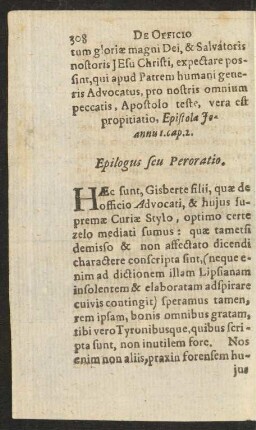 Epilogus seu Peroratio.