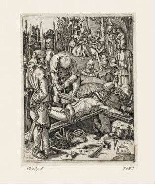 Christus wird ans Kreuz genagelt, Blatt 24 der Folge "Passion Christi"