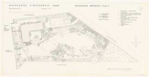 Wohngarten K. Bessenbach, Essen: Pflanzplan 1:100