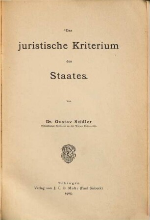 Das juristische Kriterium des Staates