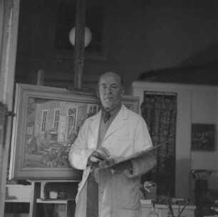 Porträt des Malers Karl Kröner in seinem Atelier