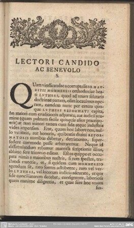 Lectori Candido Ac Benevolo