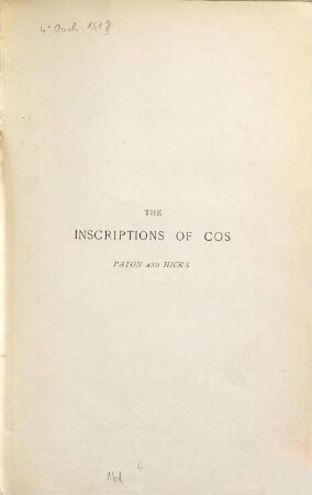 The inscriptions of Cos