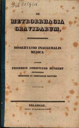 De metrorrhagia gravidarum : dissertatio inauguralis medica