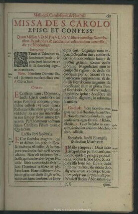 Missa De S. Carolo Episc. Et Confess.