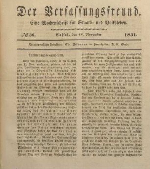 № 56. Cassel, den 12. November 1831.